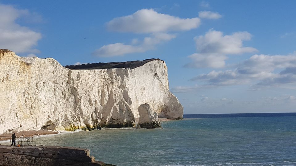 Seaford Head Seven Sisters East Sussex England chalk cliffs aerial view