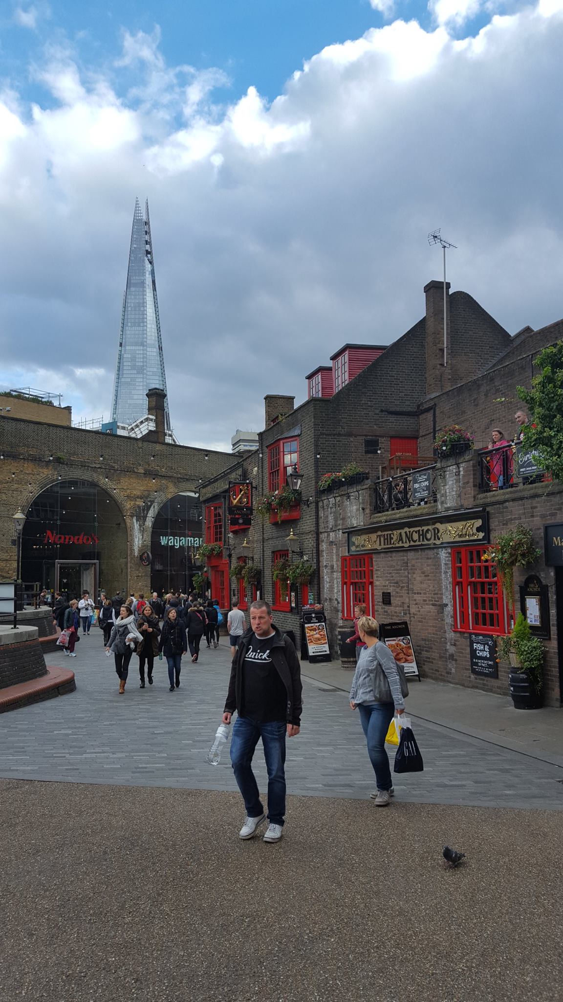 Old world with Shard in background London Southbank