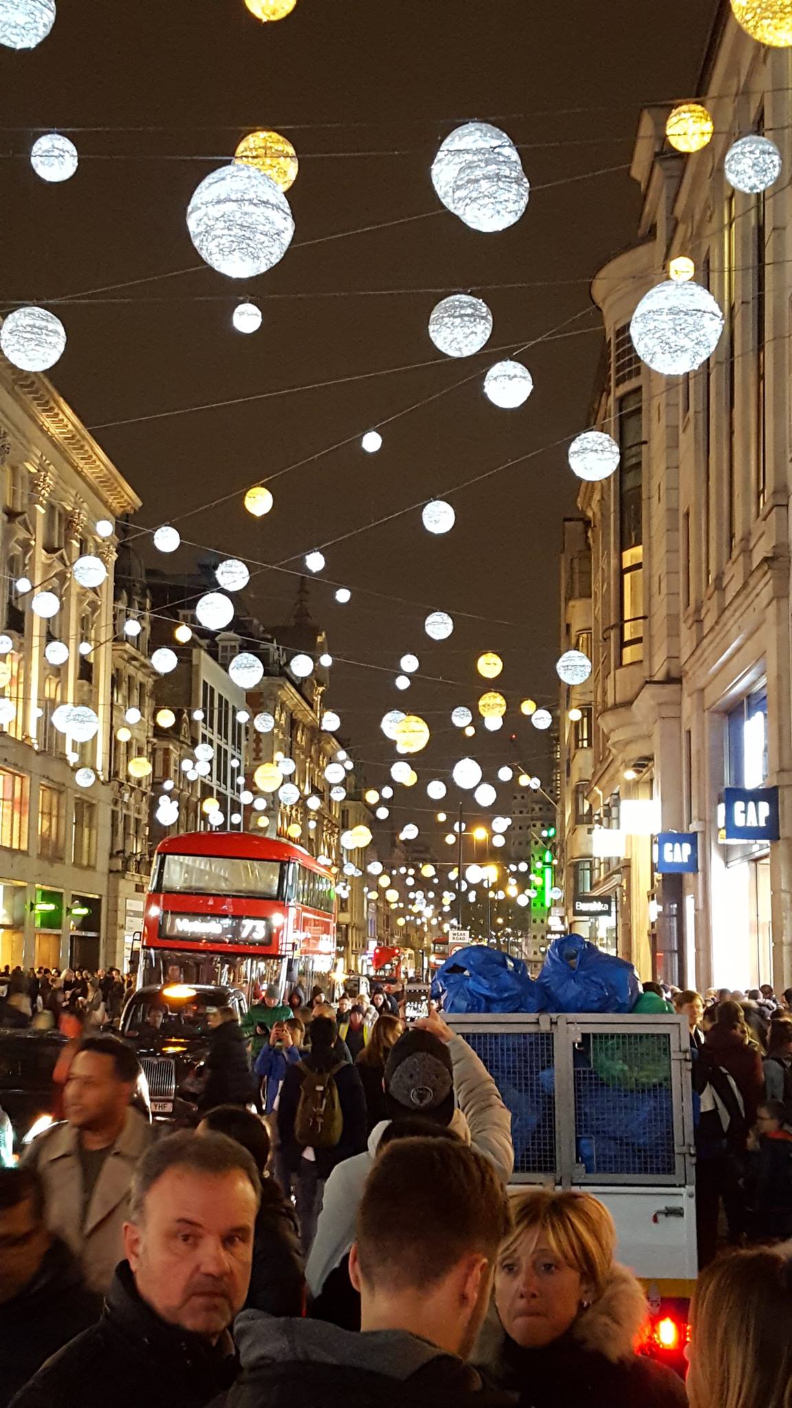 Oxford Street or Bond Street London Sharon shopping Christmas decorations 2016