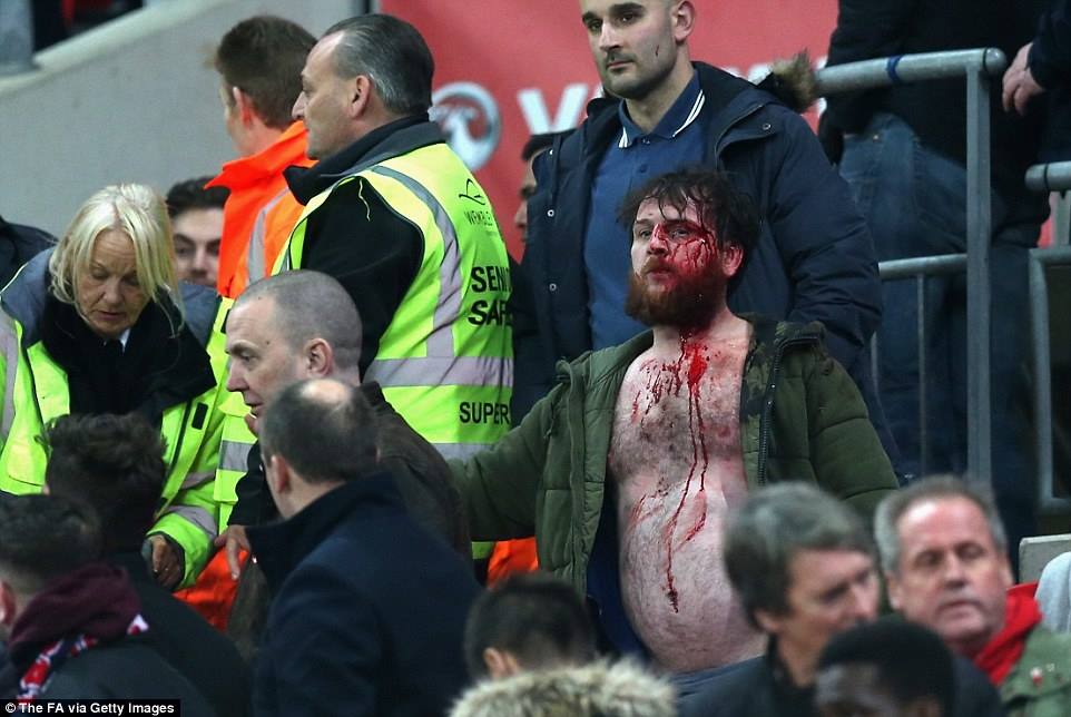 A couple of rows behind from the Daily Mail online edition Scottish fan England Scotland Wembley