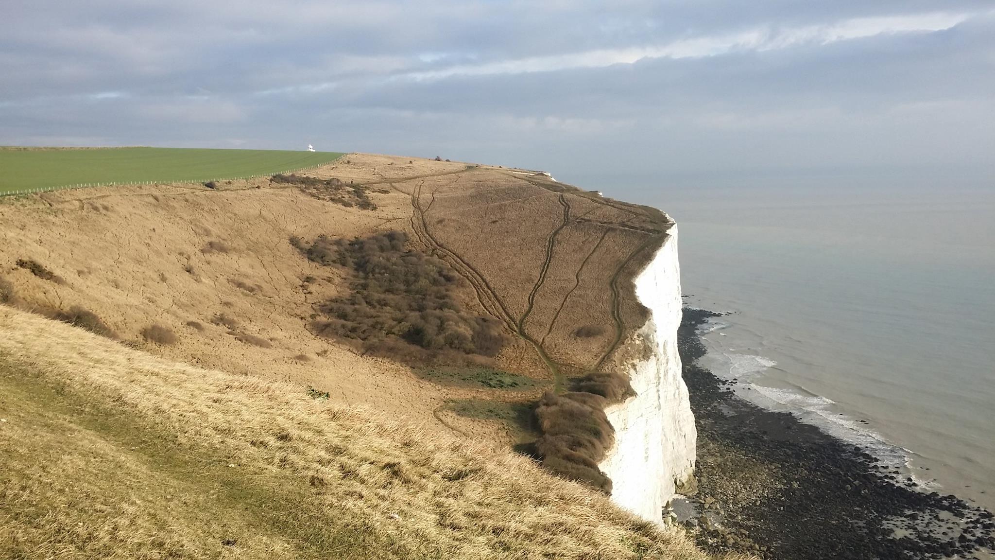 White Cliffs of Dover England coastal path muddy hike January 2017