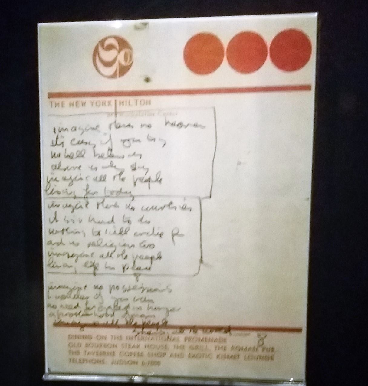 Draft of Imagine by John Lennon handwritten V&A Revolution exhibition London