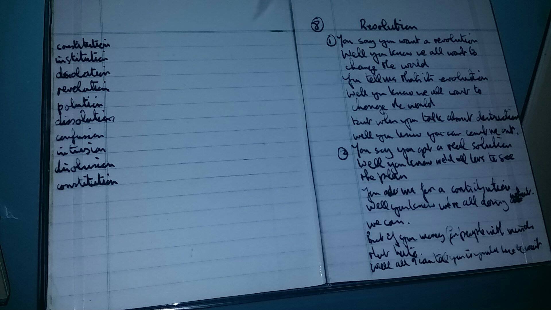 Draft of Revolution by John Lennon handwritten V&A exhibition London