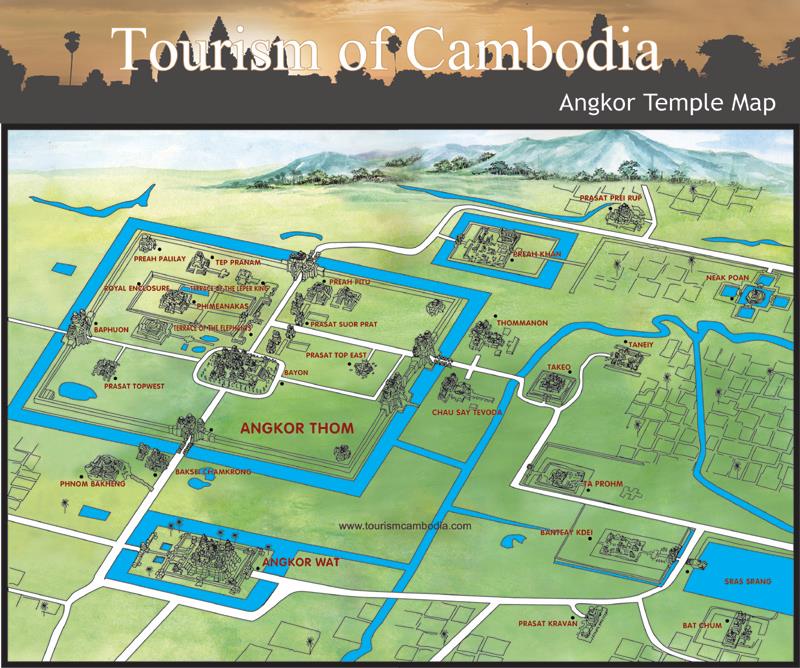 Angkor Wat Cambodia temple complex wide aerial water management moats lakes