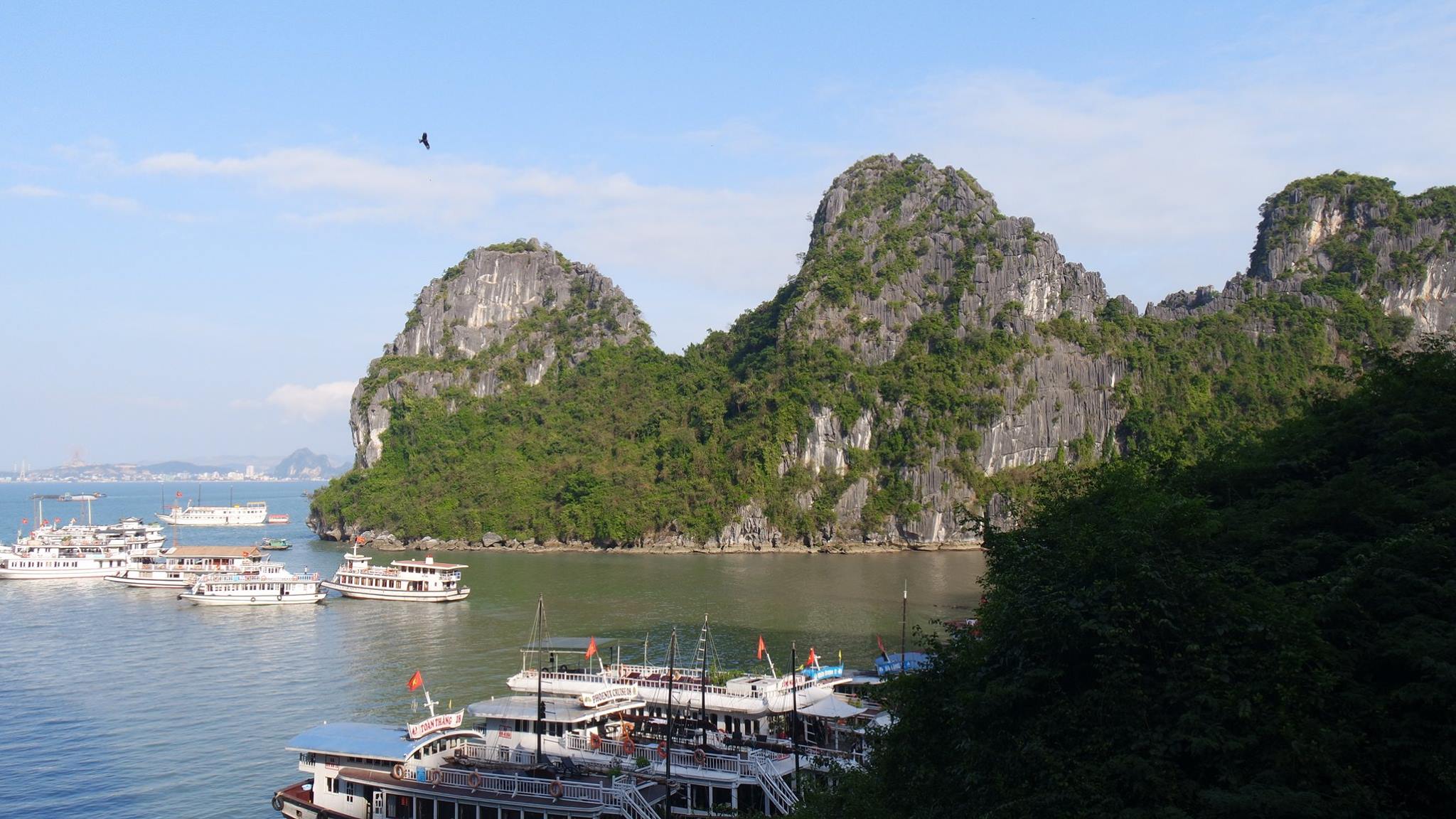 Went onshore to a larger cave lots of caves in the limestone Ha Long Bay Vietnam