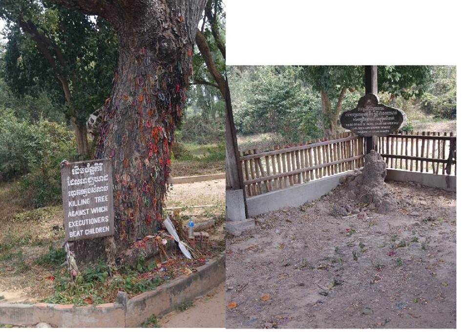 Killing tree and mass grave Killing Fields Phnom Penh Cambodia