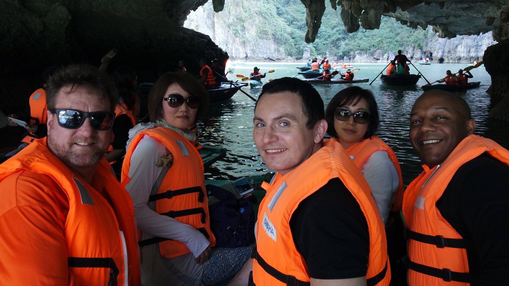 Ha Long Bay Vietnam limestone islands water boat