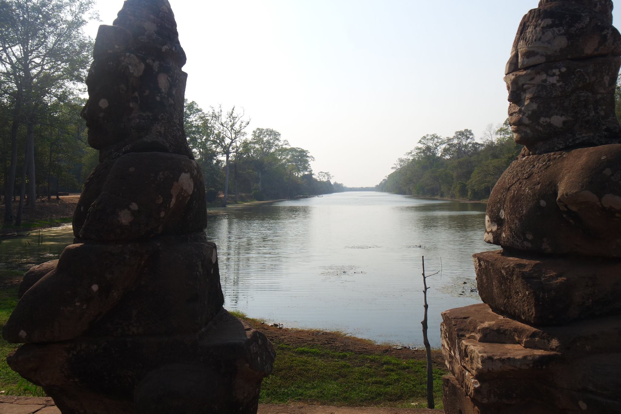 Moat for irrigation control Angkor Wat Cambodia still used