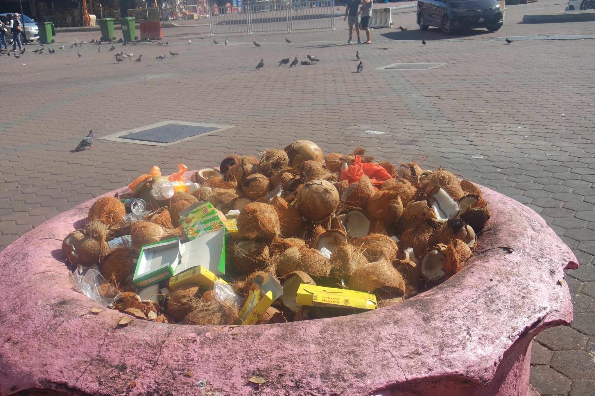 Post festival coconuts used for good luck Batu Caves KL Malaysia