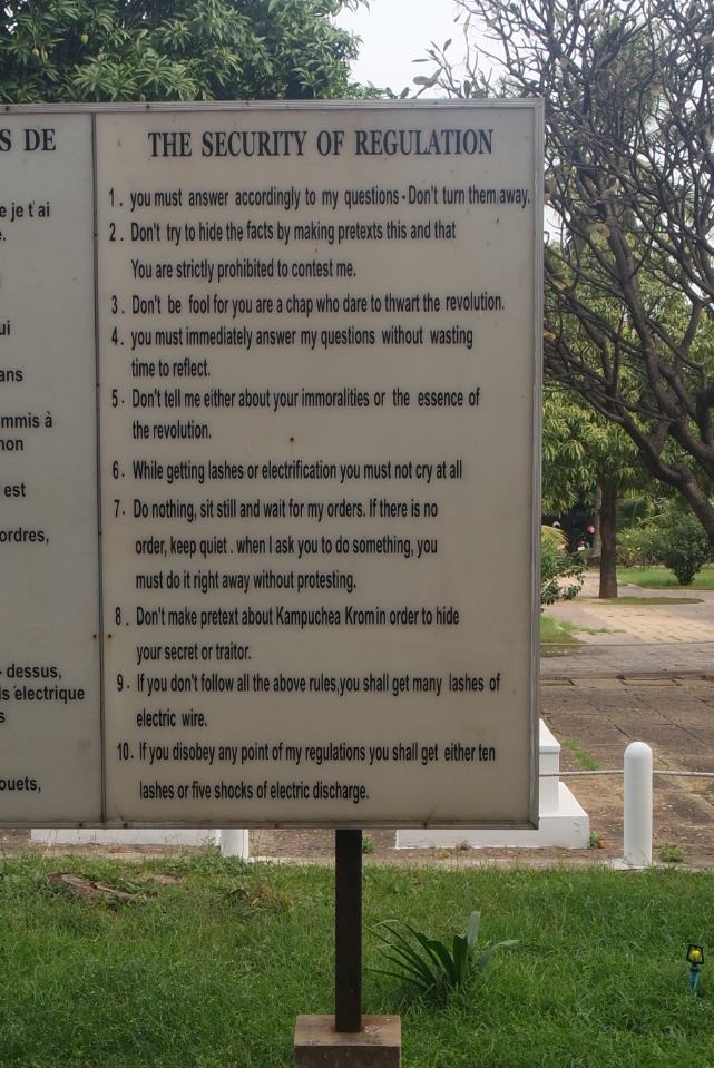 Rules of the S21 prison Phnom Penh Cambodia Khmer Rouge