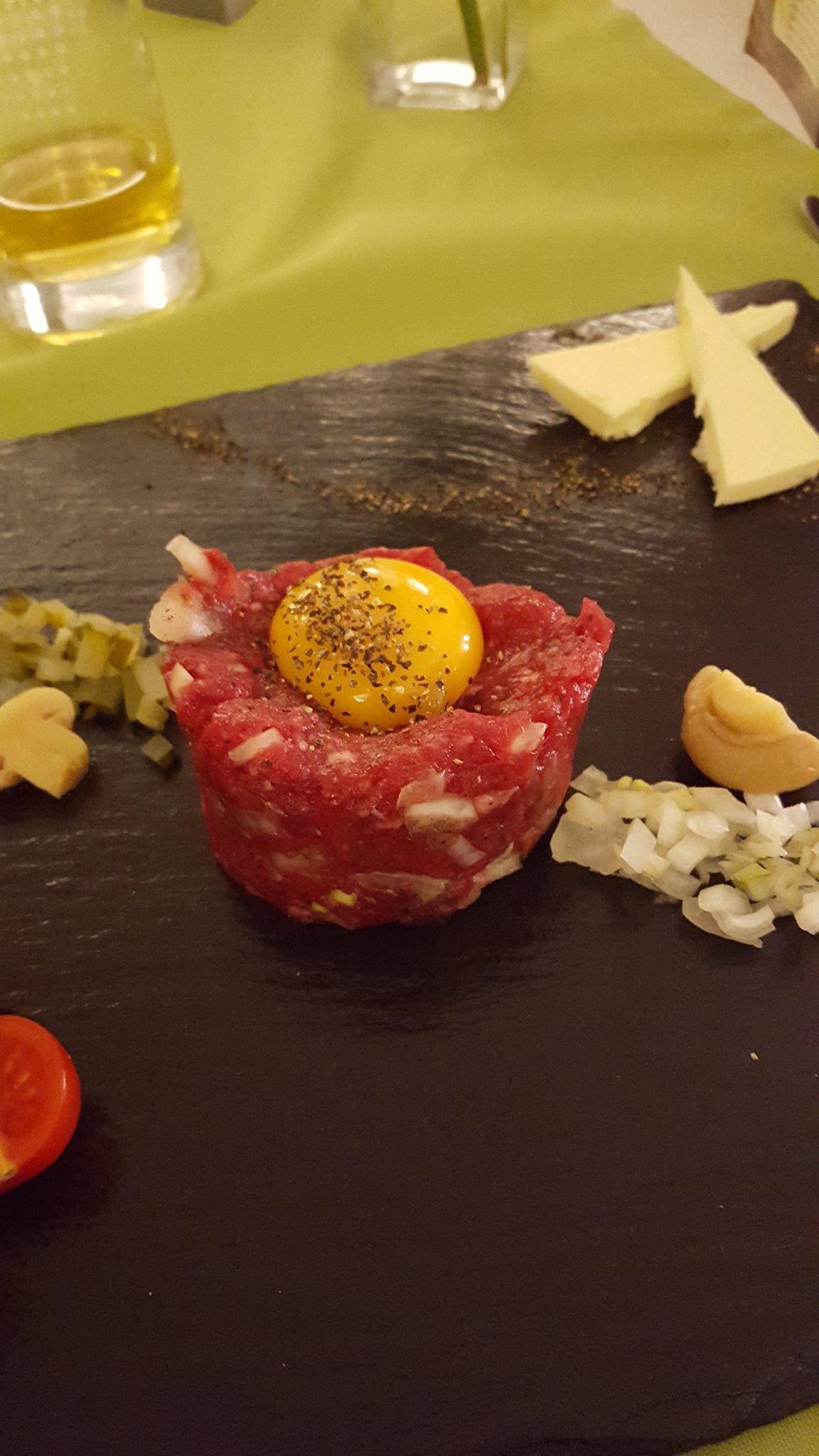 Raw meat and egg mixed with onions and relish Lubin Poland