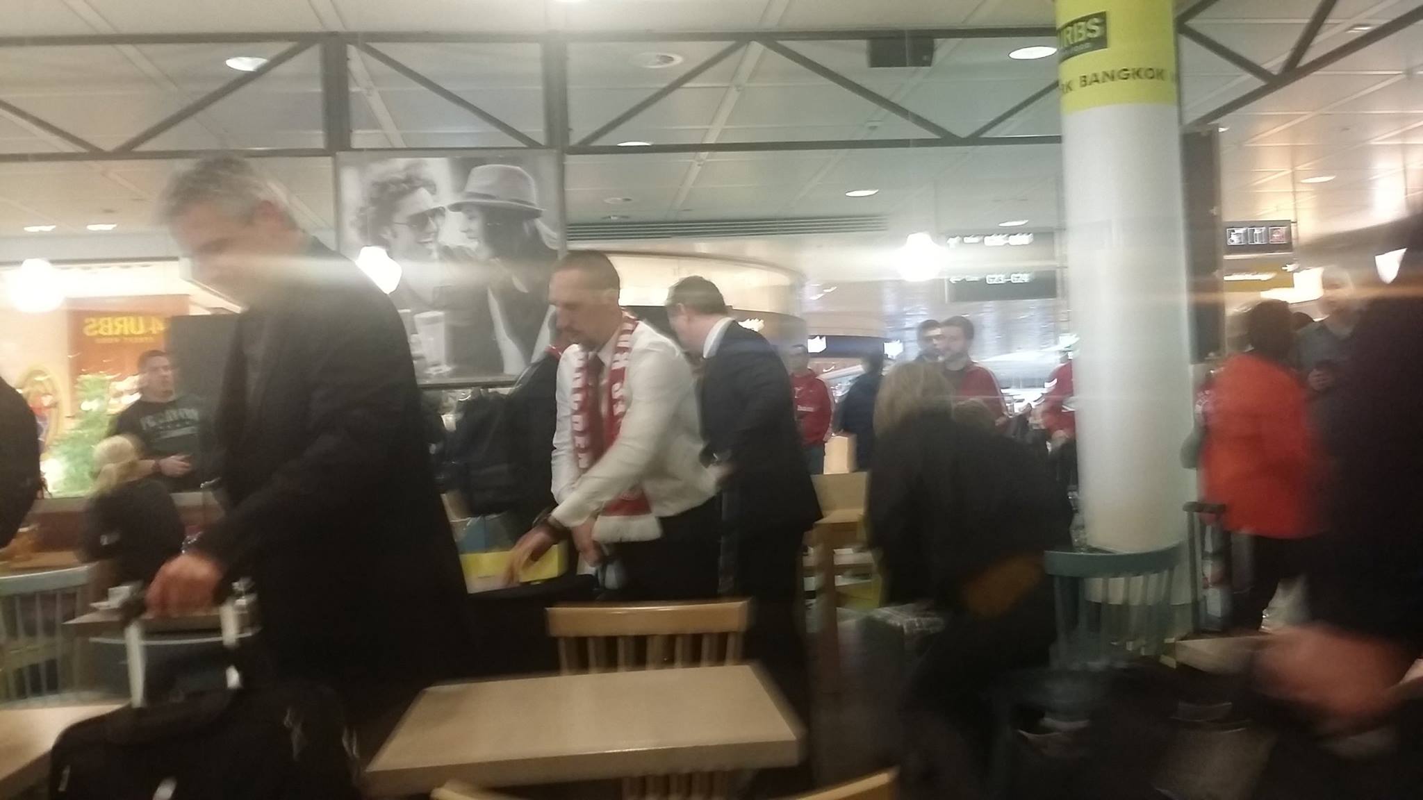 Bayern Munich players at food court Champions League Ribery