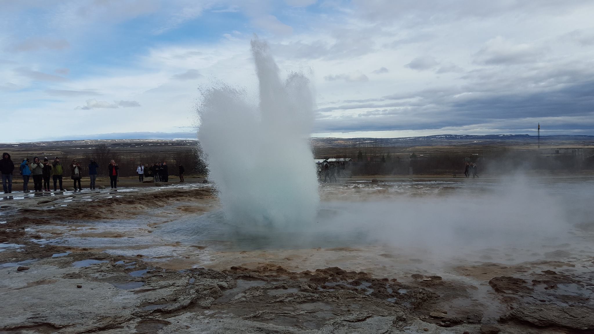 Strokkur Geyser Iceland a couple of seconds after bubble eruption