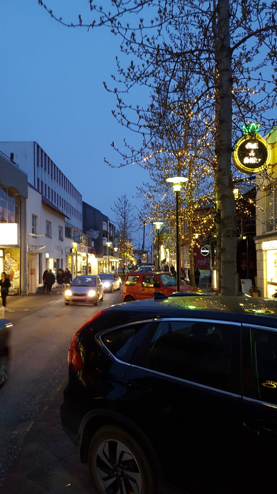 Reykjavik main street Iceland pedestrian shopping