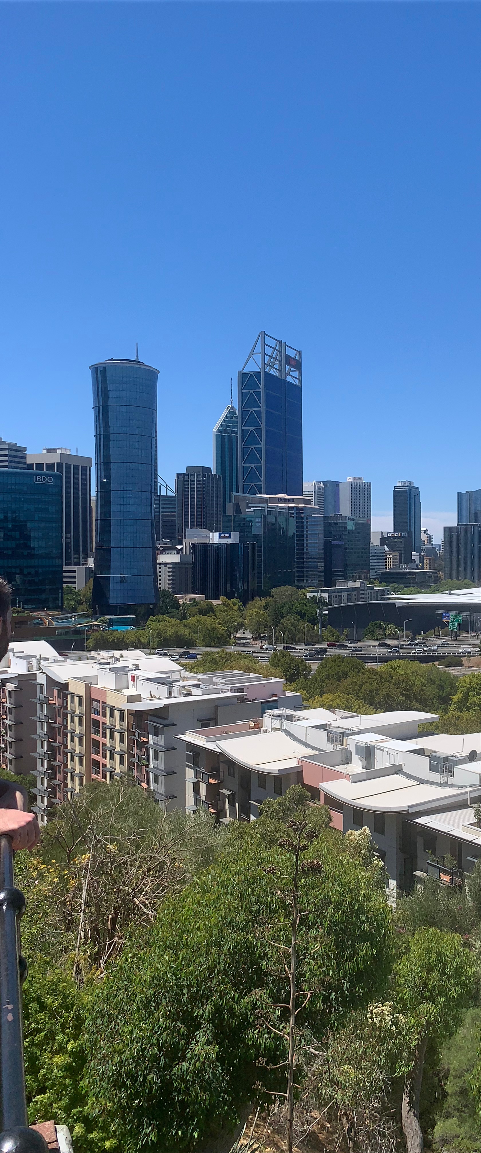 View of Perth city from hill near apartment