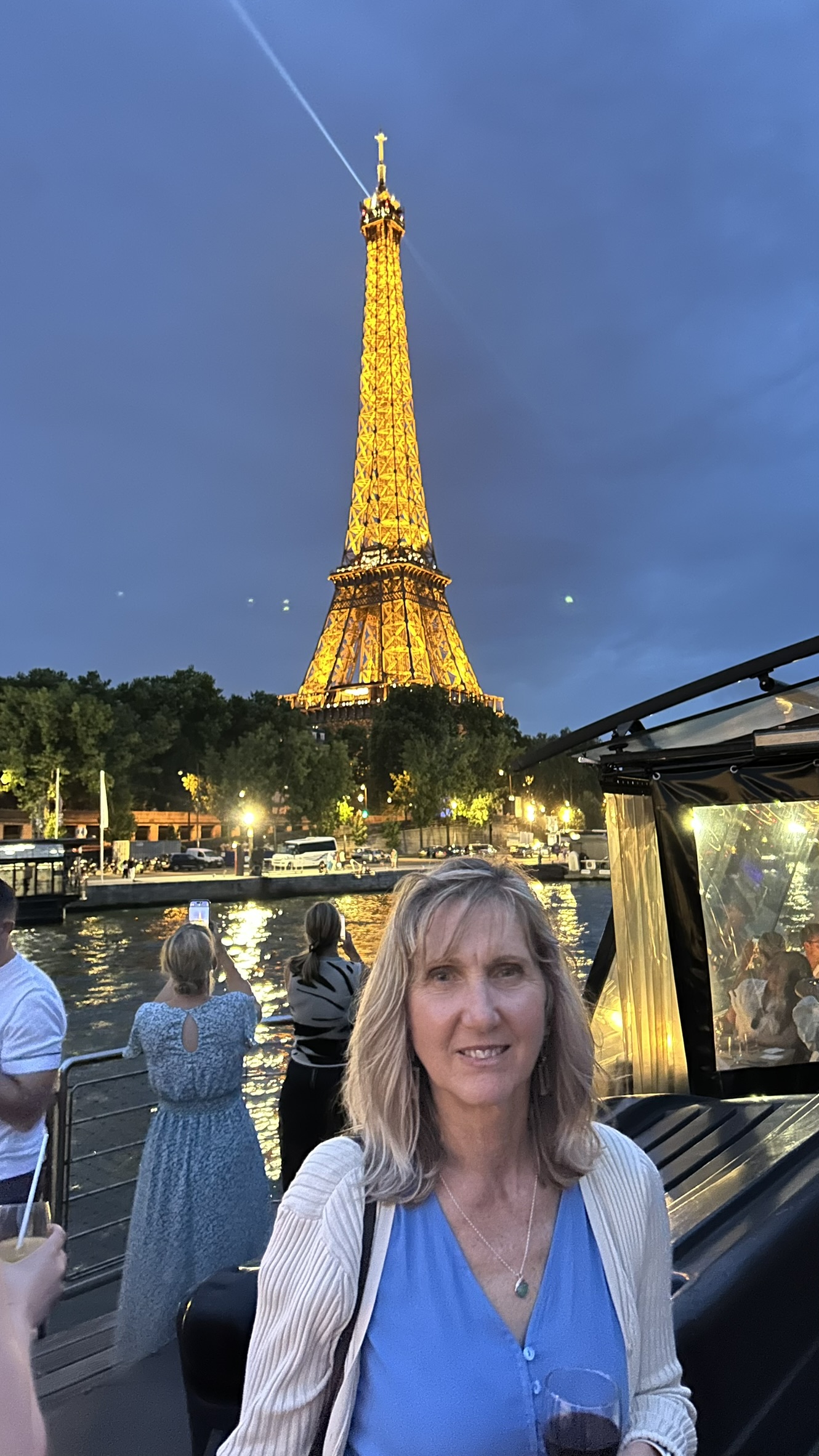 Seine cruise Paris Eiffel Tower night