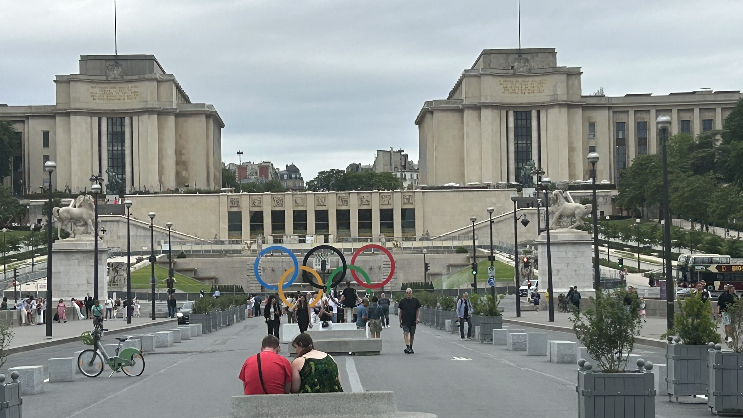 Eiffel Tower Paris Olympic rings only ones we saw