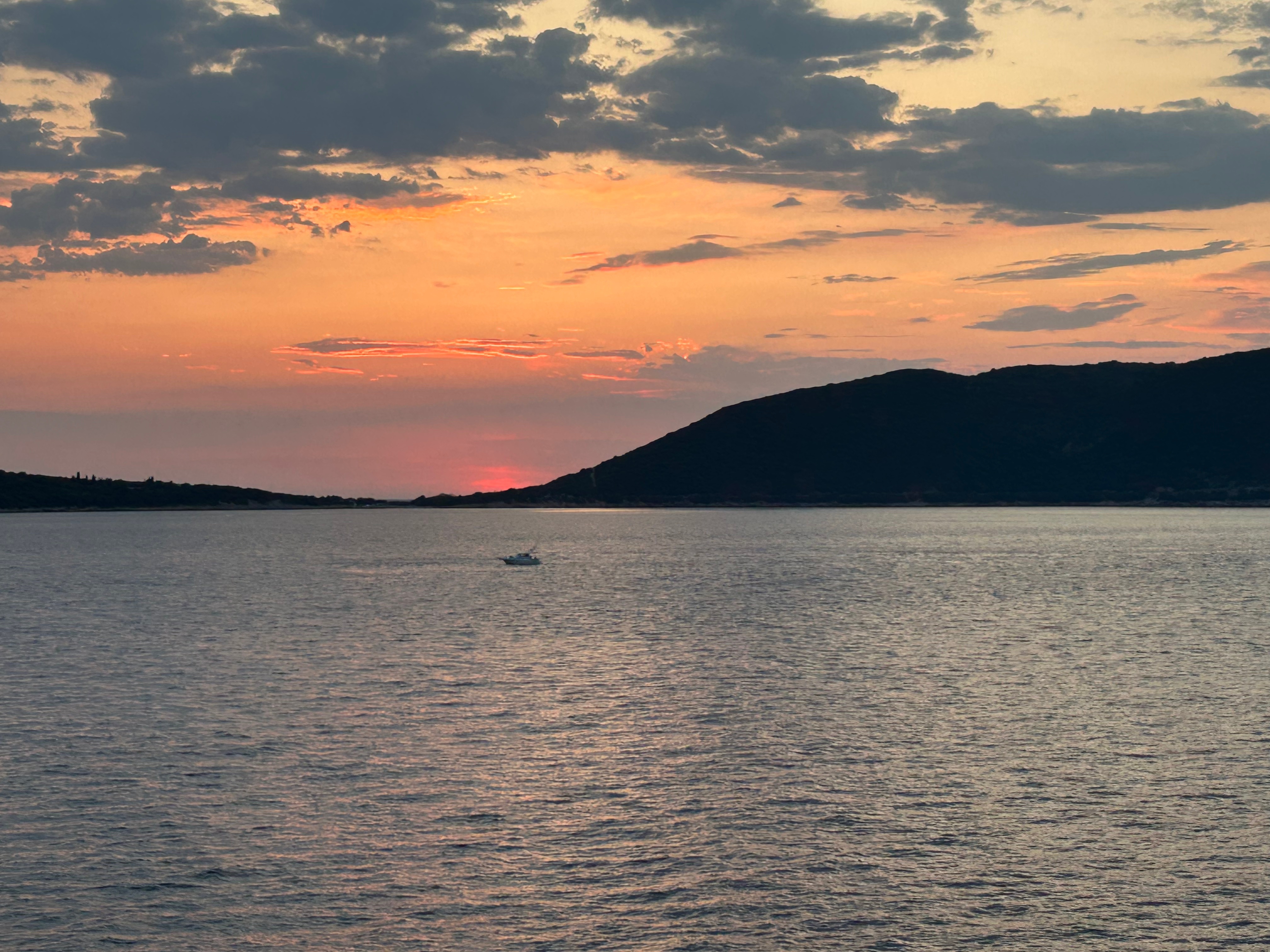 Sunset leaving Bay of Kotor