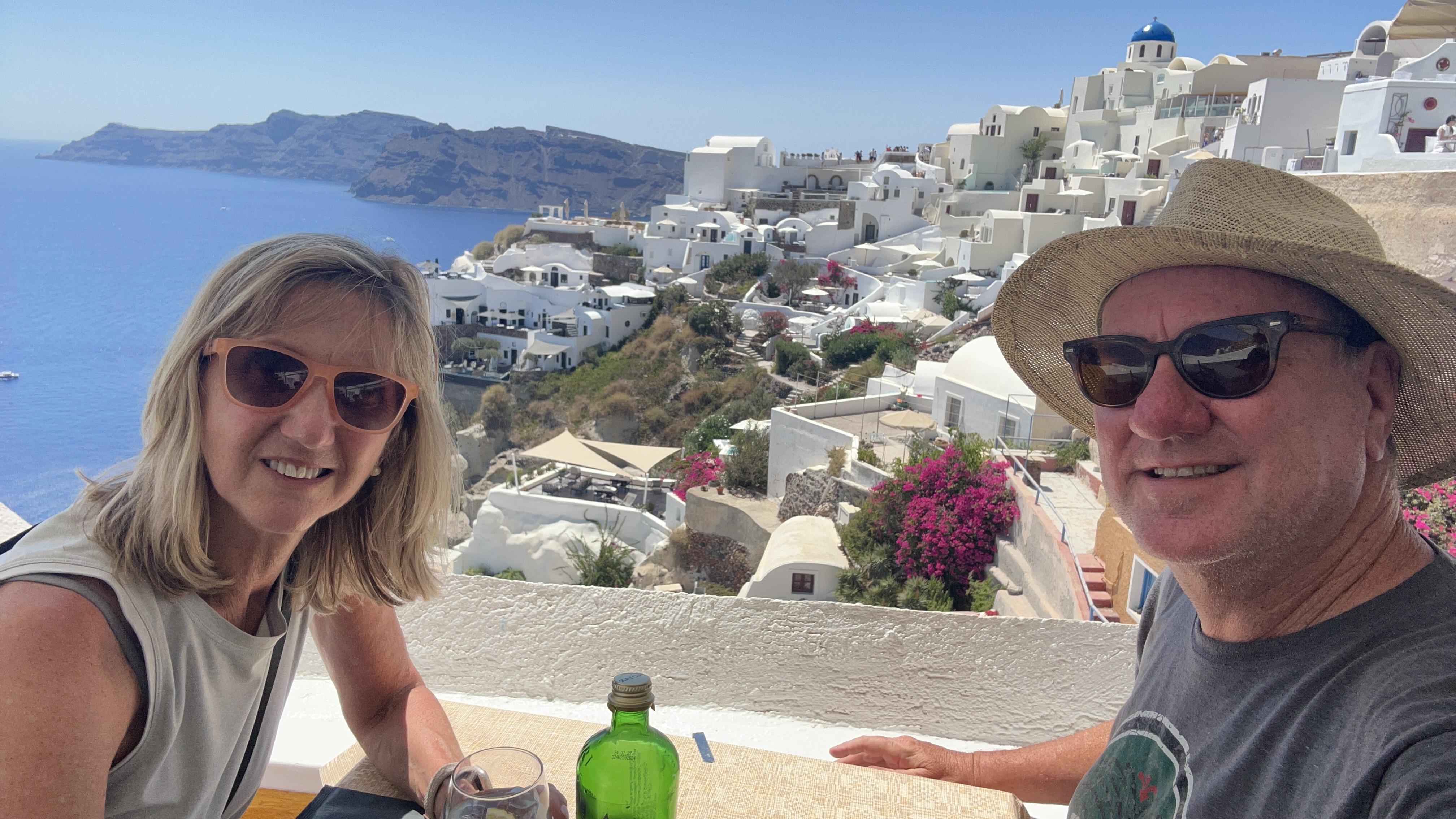 Oia blue domes close up