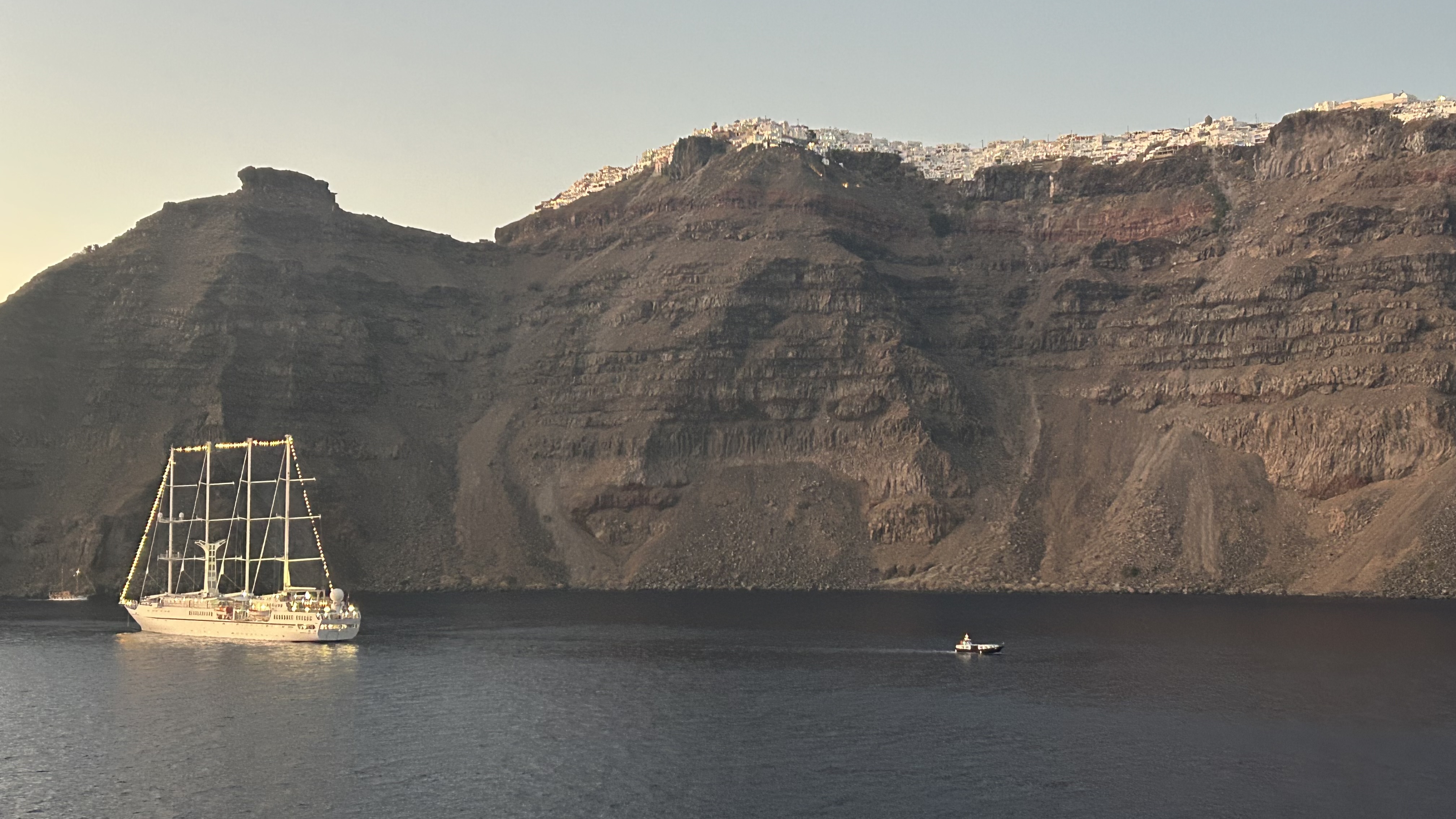 Santorini from the water leaving