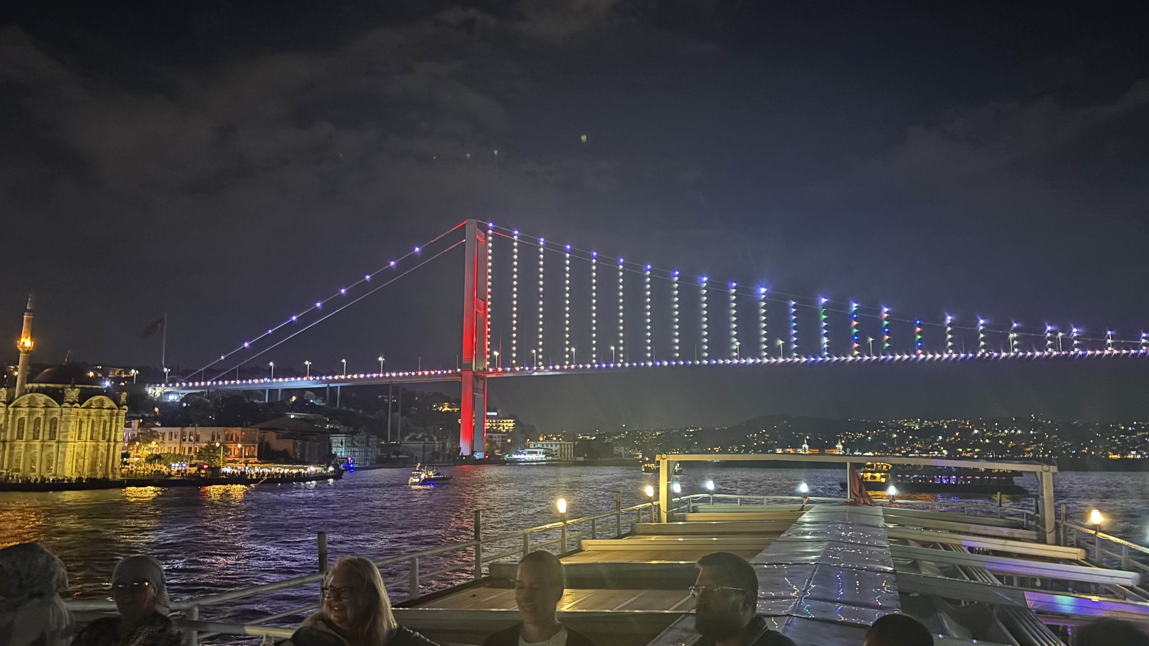 Bosphorus Bridge lit at night