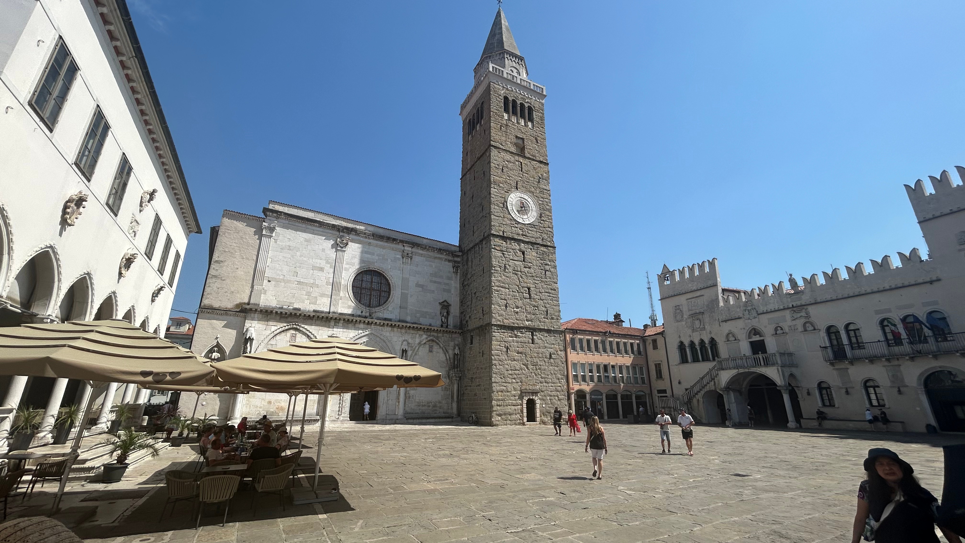 Koper town square and bell tower Slovenia